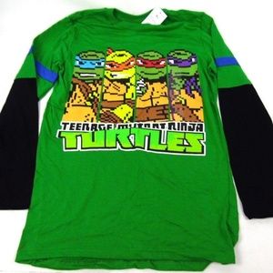 Kids Long Sleeve 8 Bit TMNT Ninja Turtles Shirt XL